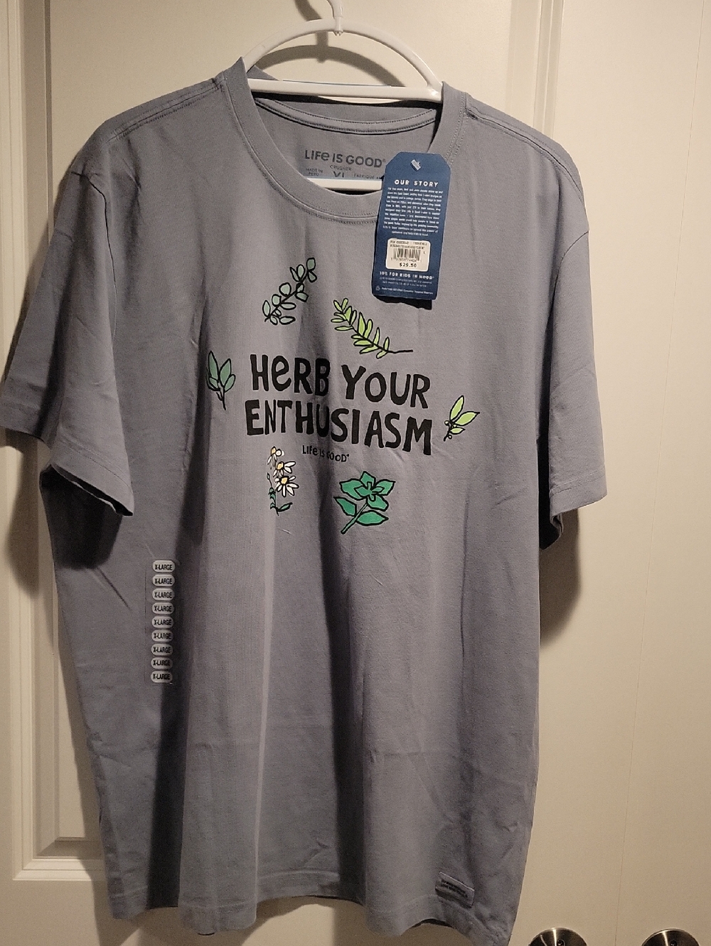Life Is Good Light Gray 'Herb Your Enthusiasm' Short Sleeve Graphic Tee